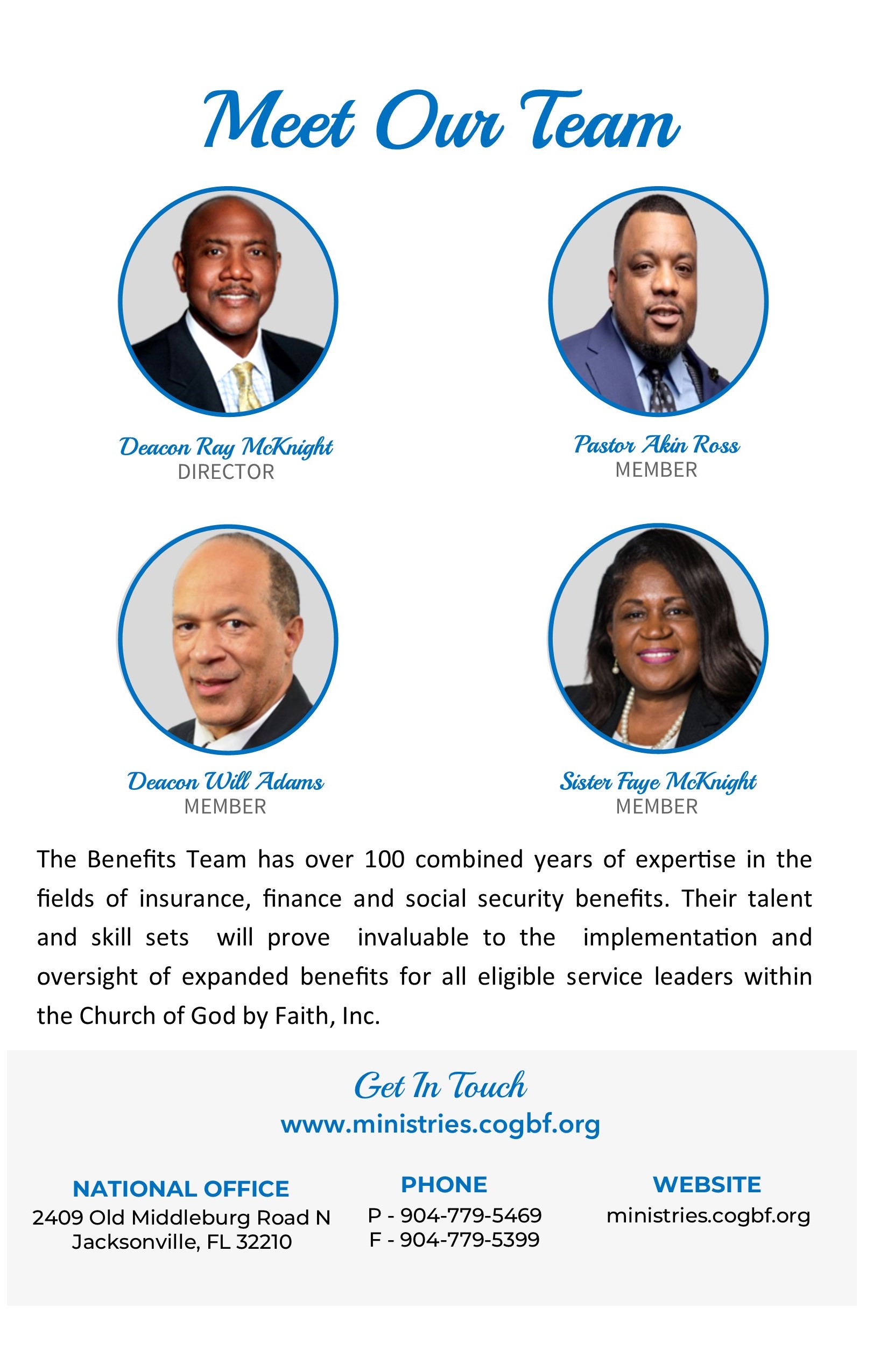 Contact New Church Benefits Team - Church of God by Faith Ministries